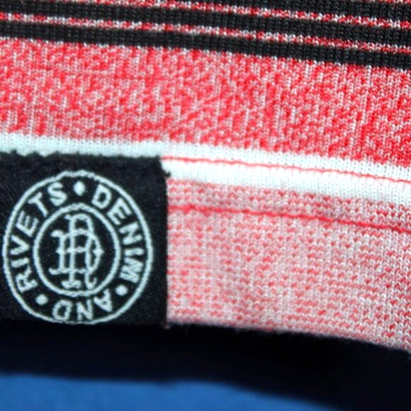 Authentic T-Shirt Company Striped Polo Shirt Red Black Large - Picture 6 of 7
